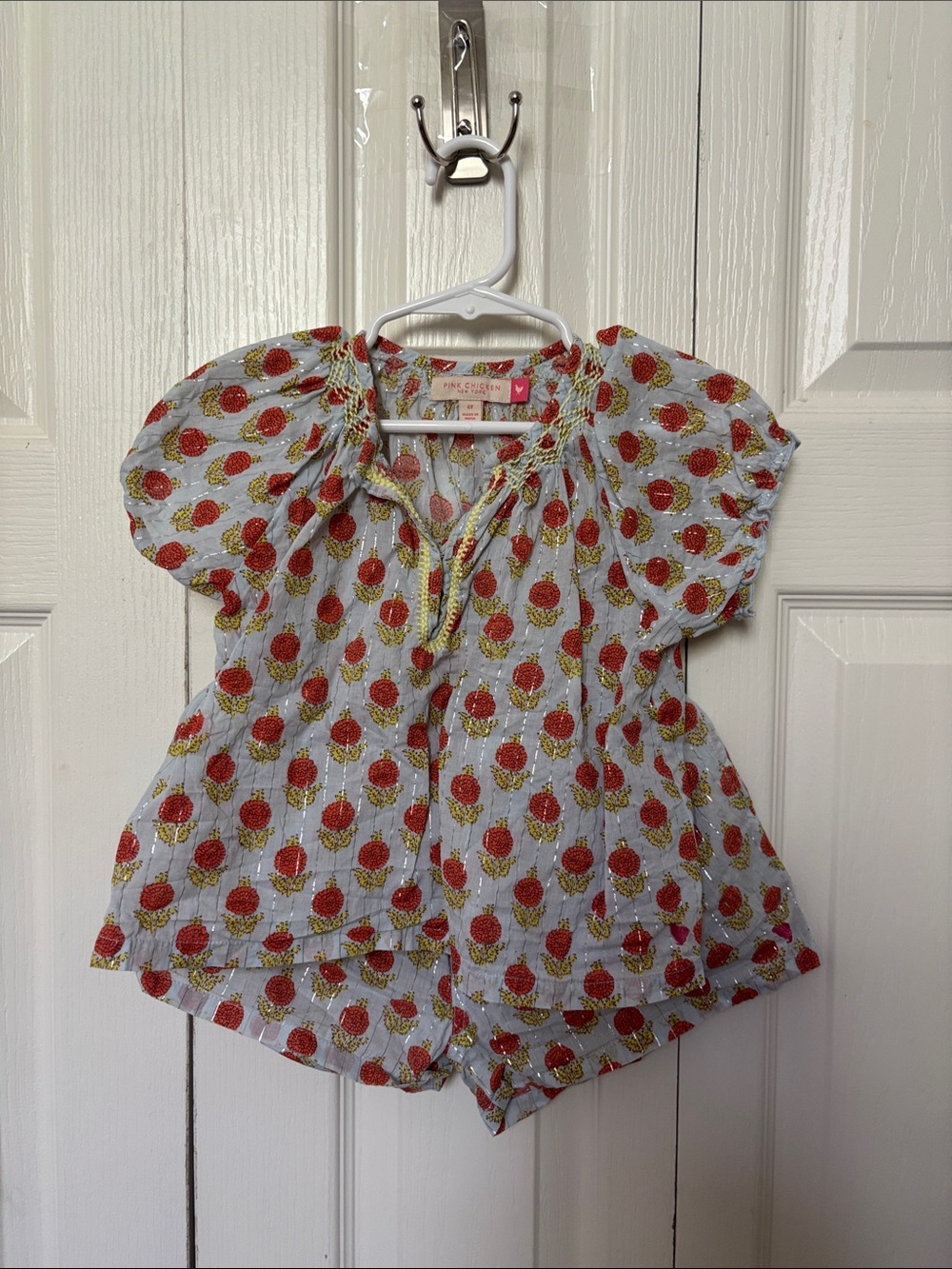 SOLD Pink Chicken Light Blue Floral-Print Girls' Top